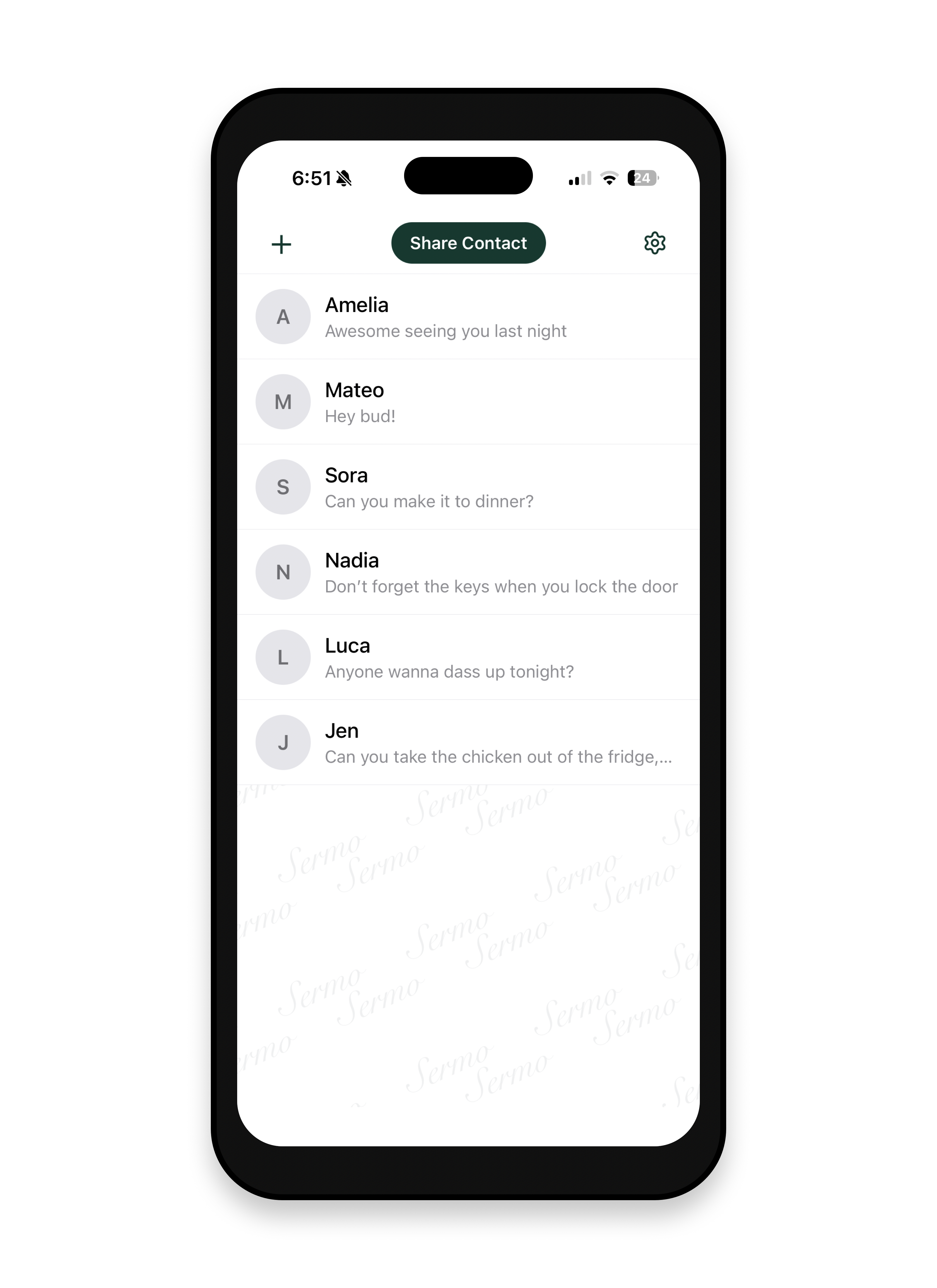 Sermo mobile app showing a conversation list